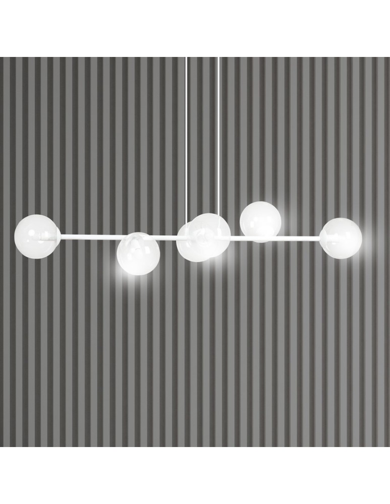 Pendant lamps spheres - Emibig ROSSI 6 WH TRANSPARENT Pendant LAMP WHITE 877/6 - product kolory-swiatla.pl 9
