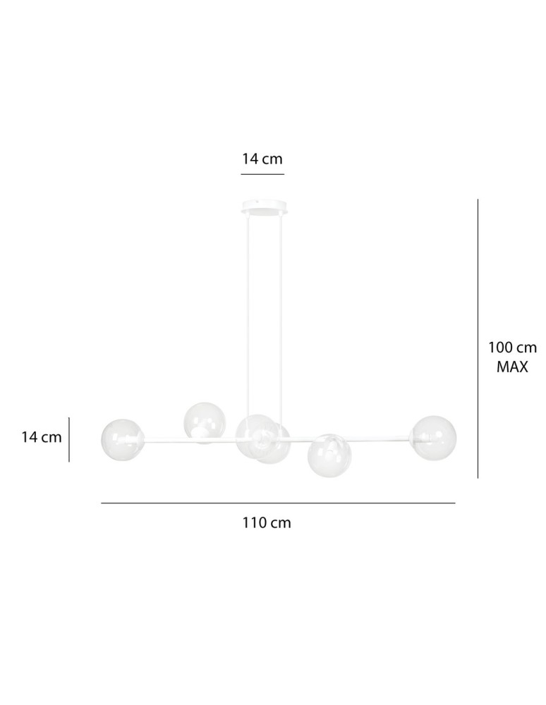 Pendant lamps spheres - Emibig ROSSI 6 WH TRANSPARENT Pendant LAMP WHITE 877/6 - product kolory-swiatla.pl 10