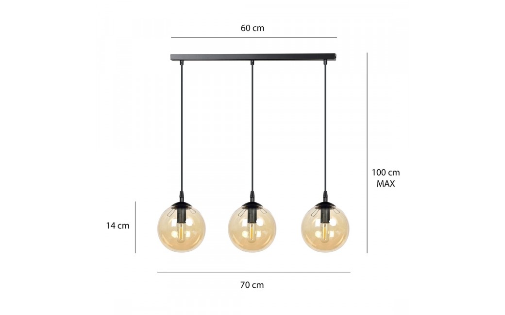 Emibig COSMO 3 BL MIODOWY LAMPA WISZĄCA CZARNY 713/3