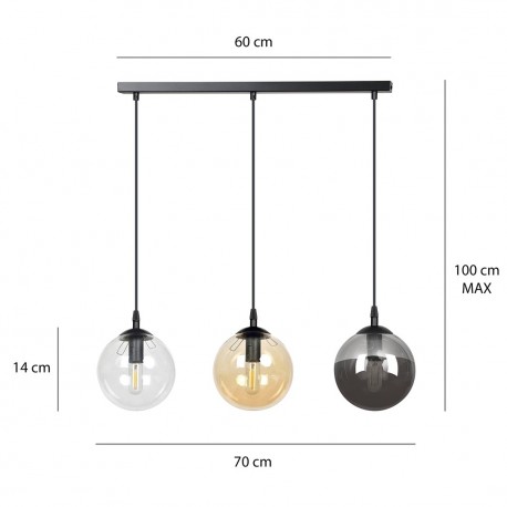 Emibig COSMO 3 BL MIX LAMPA WISZĄCA CZARNY 714/3