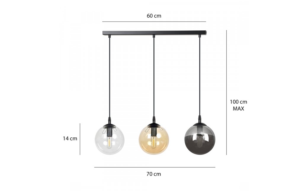 Emibig COSMO 3 BL MIX LAMPA WISZĄCA CZARNY 714/3