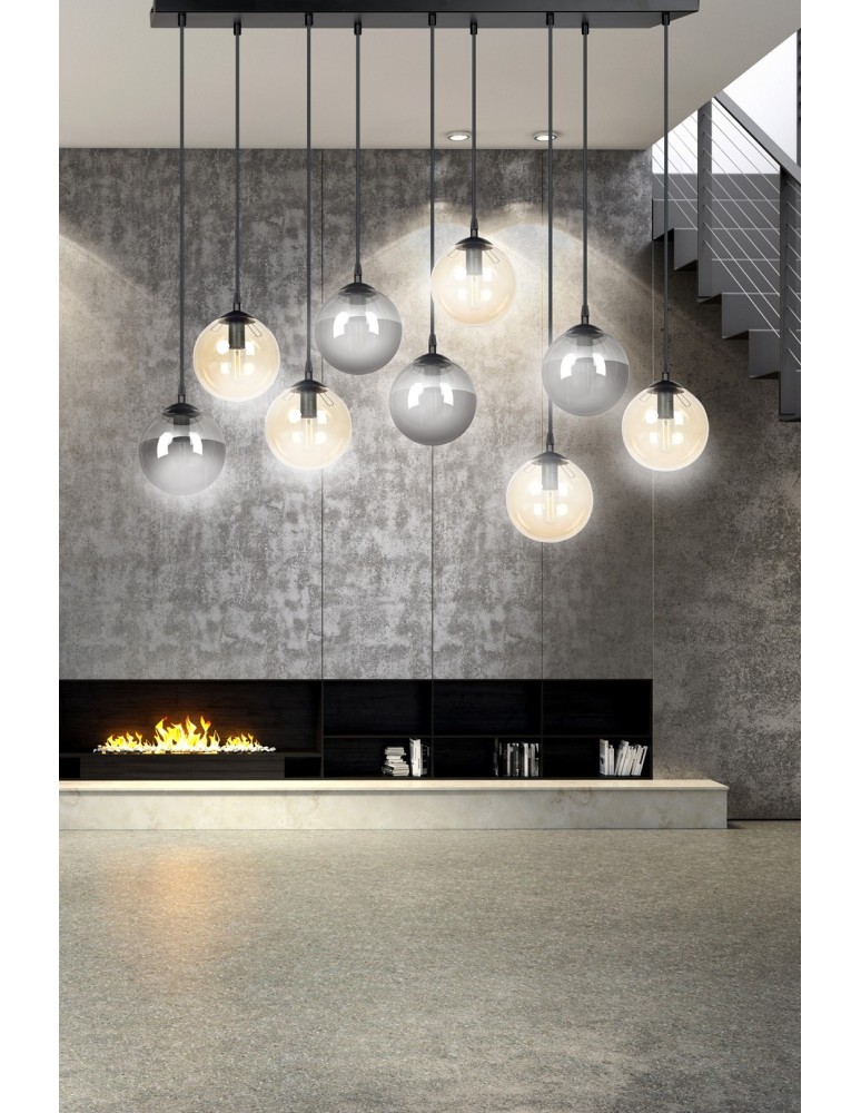 Pendant lamps spheres - Emibig COSMO 9 BL MIX1 Pendant LIGHT BLACK 714/9M1 - product kolory-swiatla.pl 4