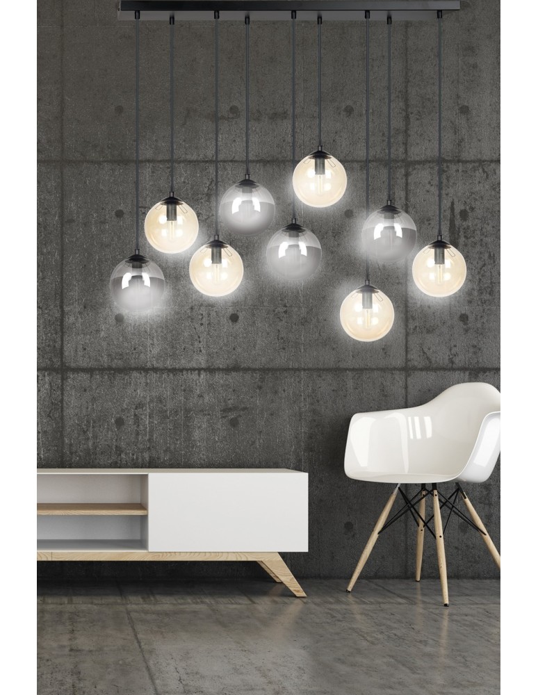Pendant lamps spheres - Emibig COSMO 9 BL MIX1 Pendant LIGHT BLACK 714/9M1 - product kolory-swiatla.pl 6