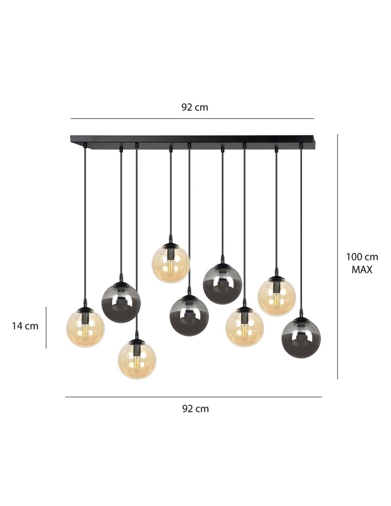 Pendant lamps spheres - Emibig COSMO 9 BL MIX1 Pendant LIGHT BLACK 714/9M1 - product kolory-swiatla.pl 8