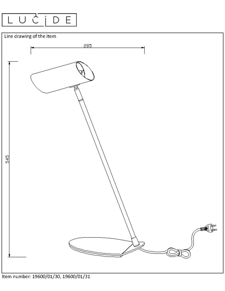 Reading table lamps - Lucide HESTER Desk LED GU10 excl 19600/01/30 - product kolory-swiatla.pl 4