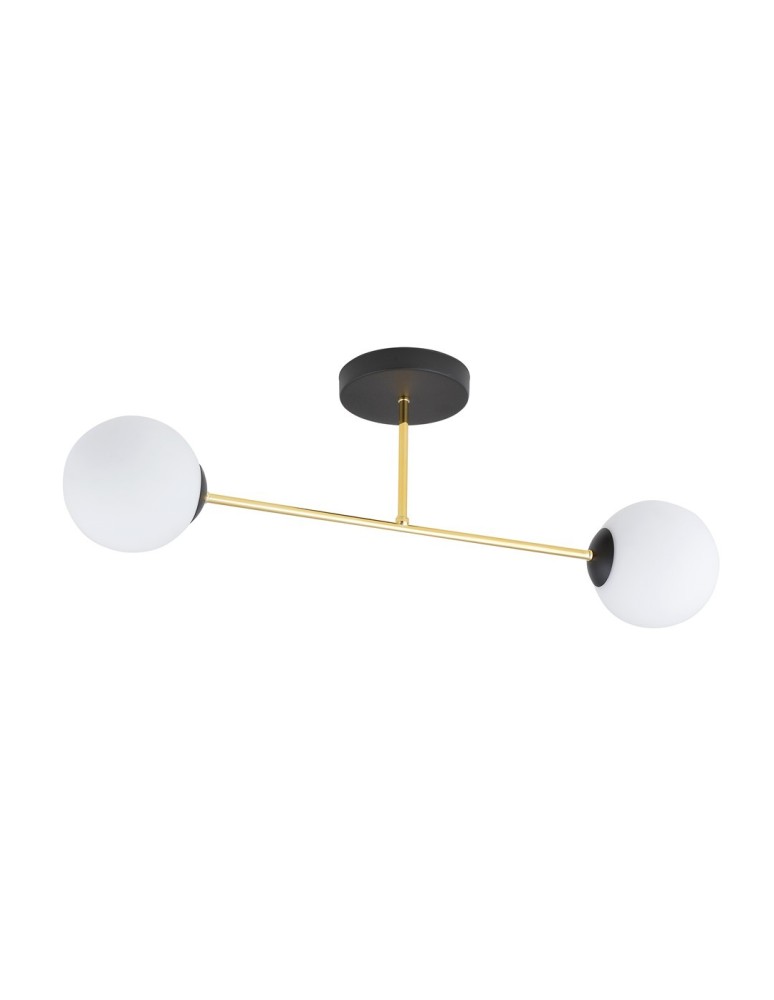 Lampy sufitowe kule - Emibig MAGNUM 2 BL OPAL Lampa sufitowa Czarny,Złoty 1233/2 - produkt kolory-swiatla.pl 1