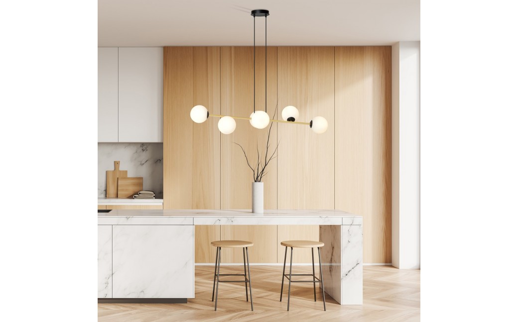 Emibig GRAVITY 6 BL OPAL Lampa wisząca Czarny,Złoty 1241/6