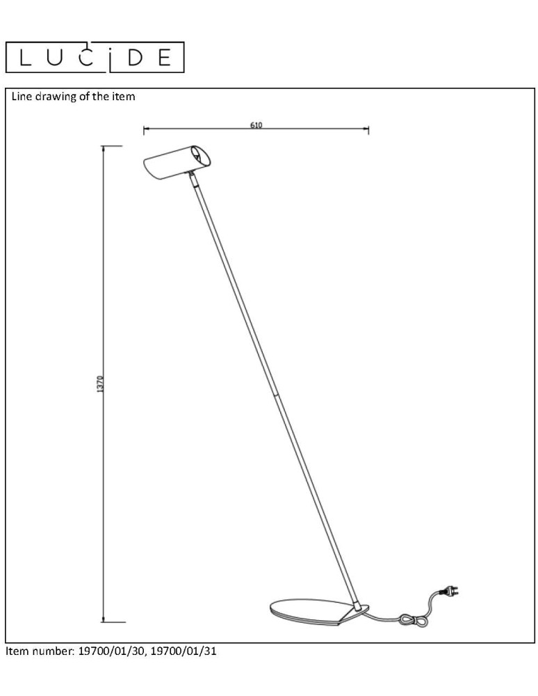 Floor lamps - Lucide HESTER Floor LED GU10 excl 19700/01/31 - product kolory-swiatla.pl 5