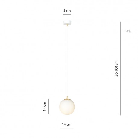 Emibig ROYAL 1 WH Lampa wisząca Biały,Złoty 1244/1