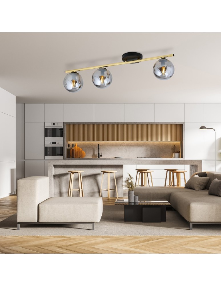 Lampy sufitowe kule - Emibig MONZA 3 BL GRAFIT Lampa sufitowa Czarny,Złoty 1250/3 - produkt kolory-swiatla.pl 3