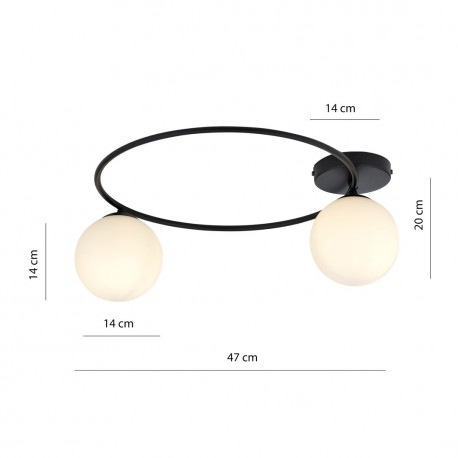 Emibig SOPRA 2 BL OPAL Lampa sufitowa Czarny 1257/2
