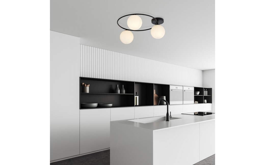 Emibig SOPRA 3 BL OPAL Lampa sufitowa Czarny 1257/3
