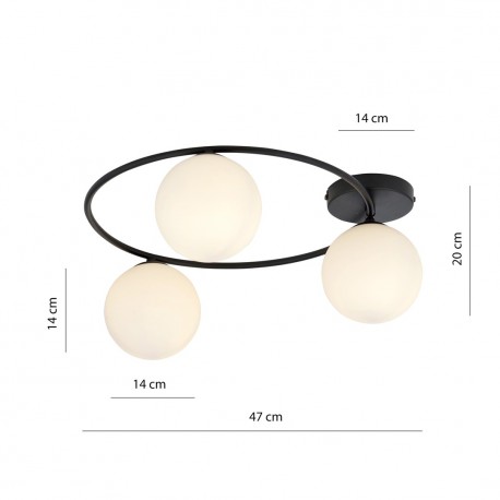 Emibig SOPRA 3 BL OPAL Lampa sufitowa Czarny 1257/3