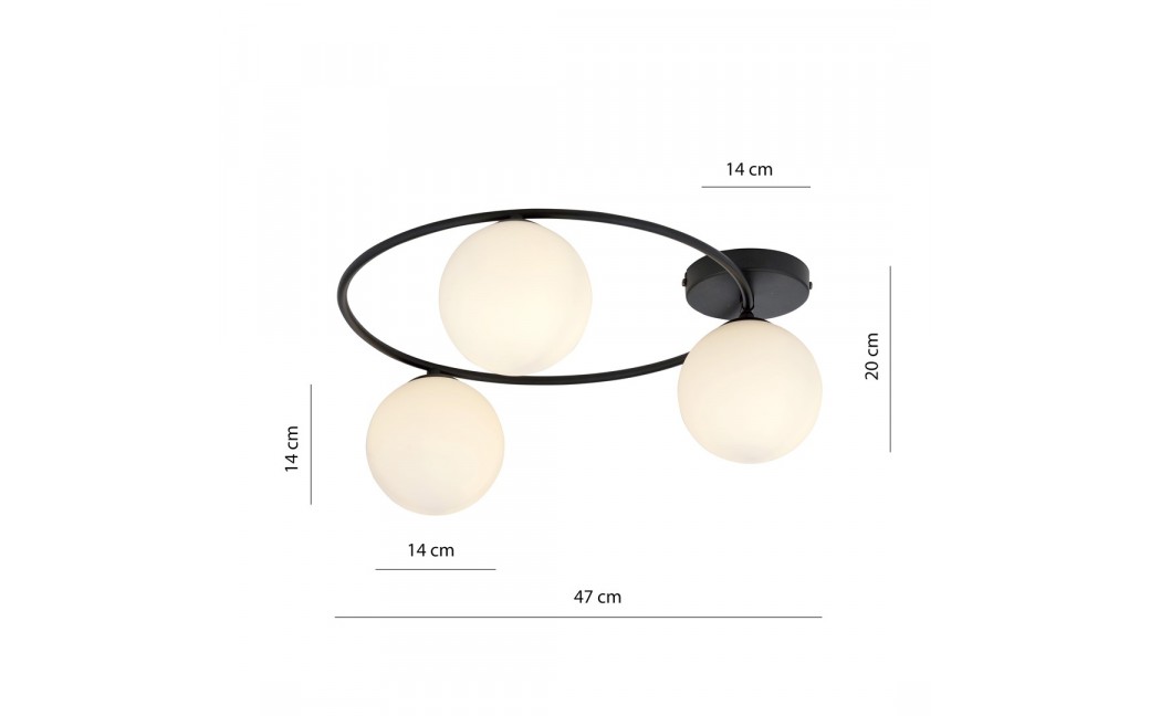 Emibig SOPRA 3 BL OPAL Lampa sufitowa Czarny 1257/3