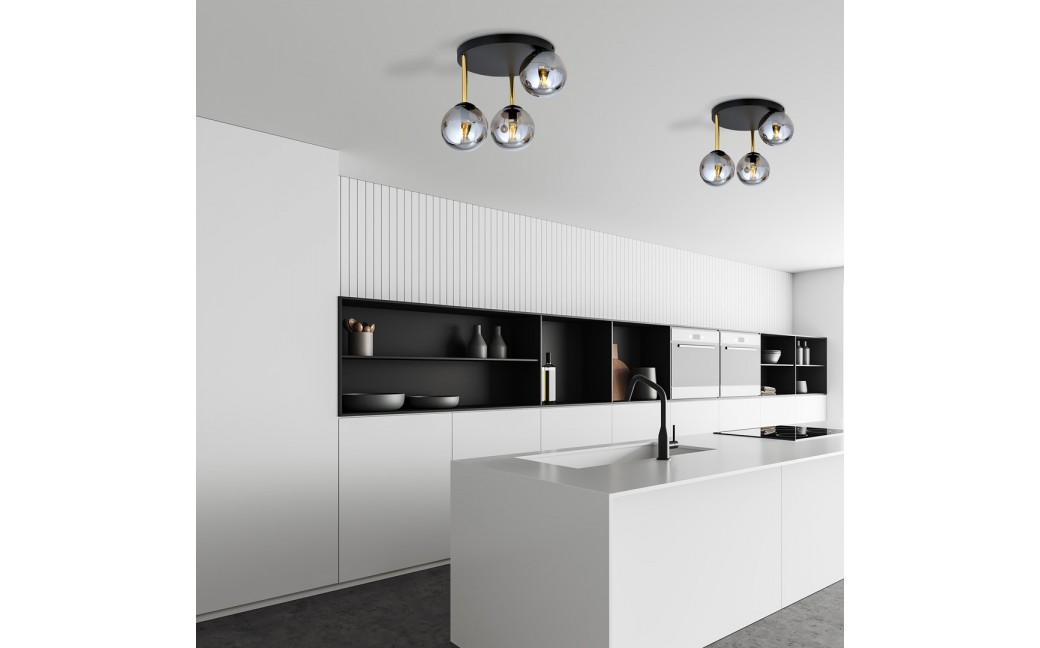 Emibig DOLCE 3 BL GRAFIT Lampa sufitowa Czarny,Złoty 1259/3