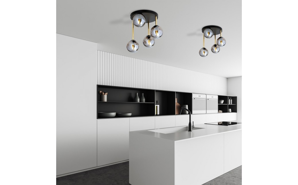 Emibig DOLCE 4 BL GRAFIT Lampa sufitowa Czarny,Złoty 1259/4