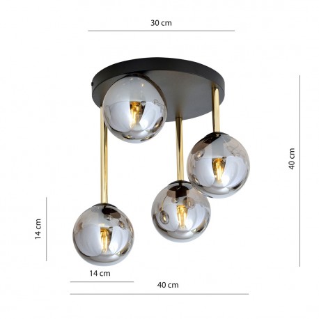 Emibig DOLCE 4 BL GRAFIT Lampa sufitowa Czarny,Złoty 1259/4
