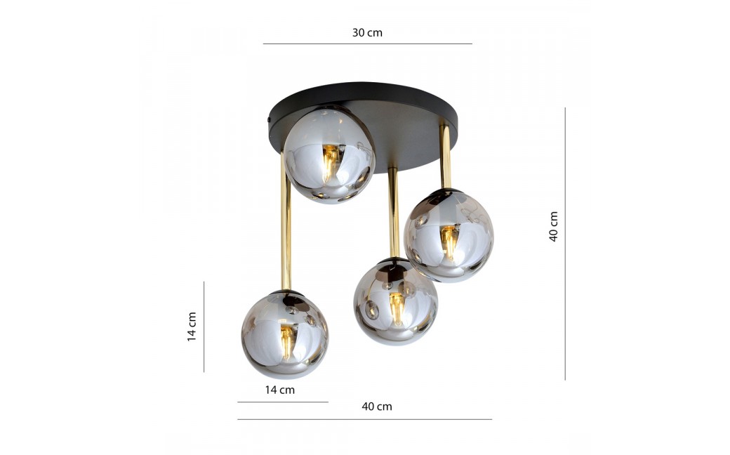 Emibig DOLCE 4 BL GRAFIT Lampa sufitowa Czarny,Złoty 1259/4