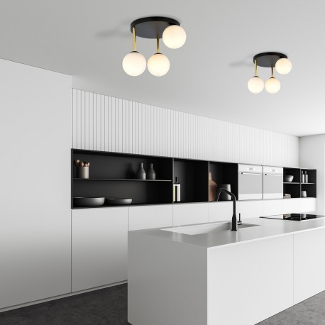 Emibig DOLCE 3 BL OPAL Lampa sufitowa Czarny,Złoty 1260/3