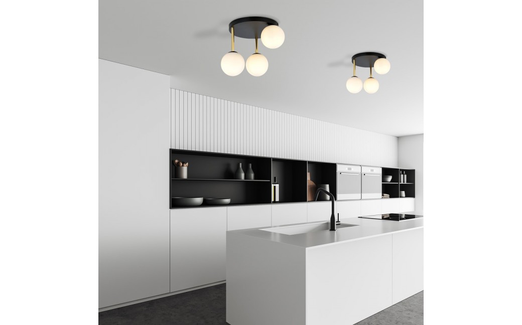 Emibig DOLCE 3 BL OPAL Lampa sufitowa Czarny,Złoty 1260/3