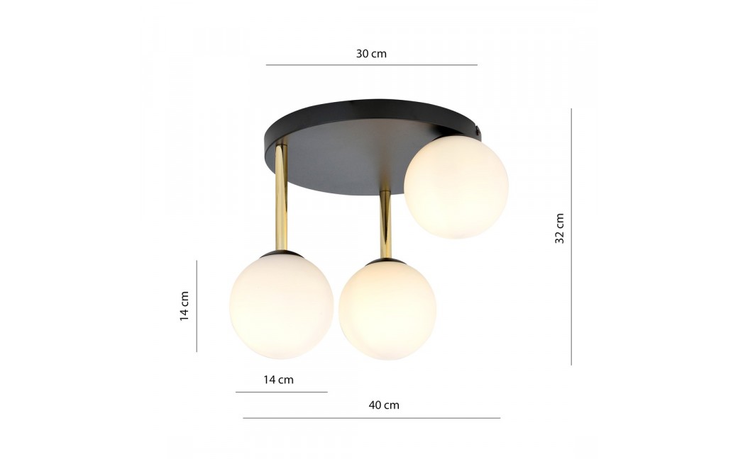Emibig DOLCE 3 BL OPAL Lampa sufitowa Czarny,Złoty 1260/3