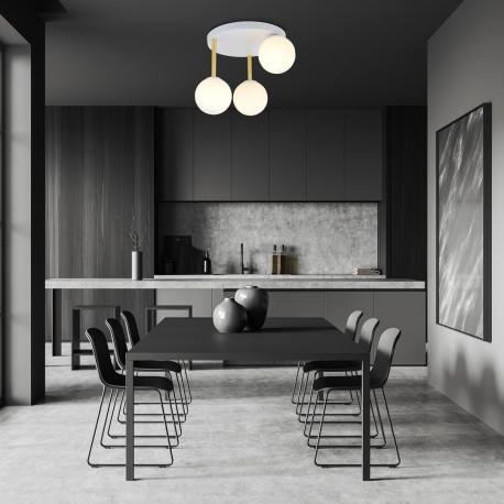 Emibig DOLCE 3 WH OPAL Lampa sufitowa Biały,Złoty 1261/3