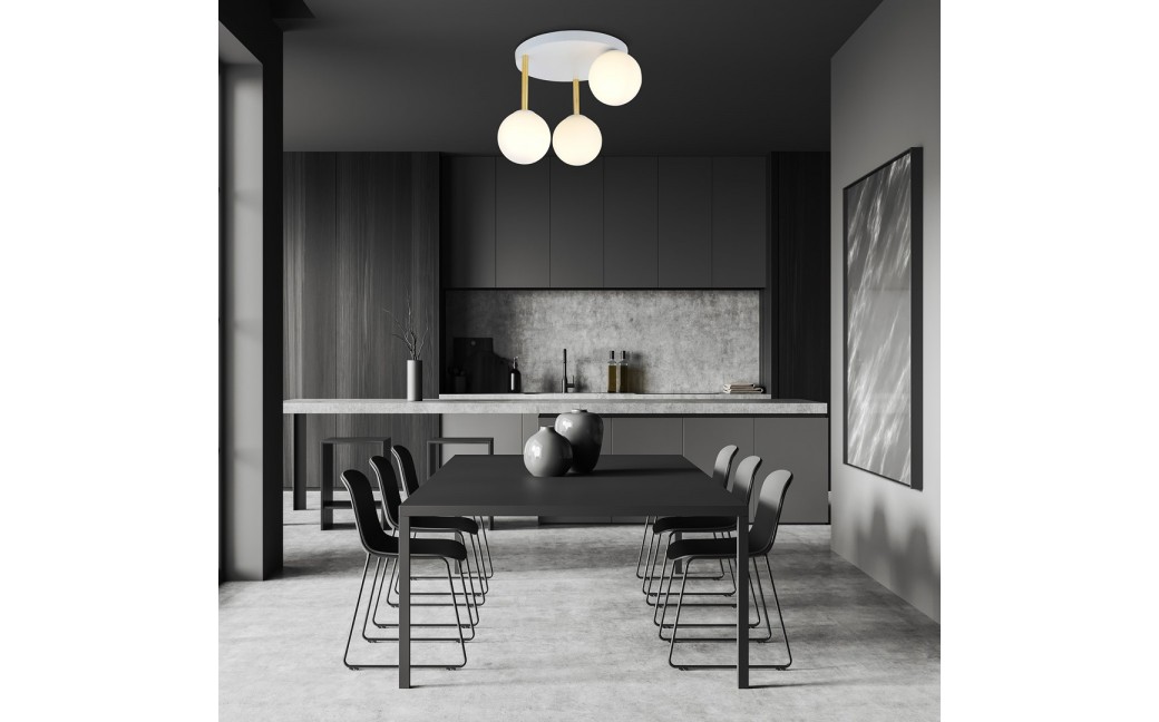 Emibig DOLCE 3 WH OPAL Lampa sufitowa Biały,Złoty 1261/3