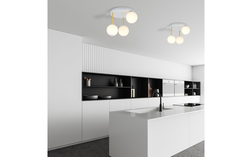 Emibig DOLCE 3 WH OPAL Lampa sufitowa Biały,Złoty 1261/3