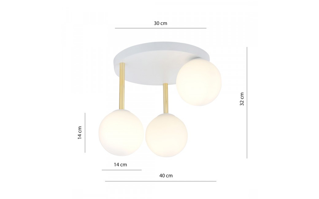 Emibig DOLCE 3 WH OPAL Lampa sufitowa Biały,Złoty 1261/3