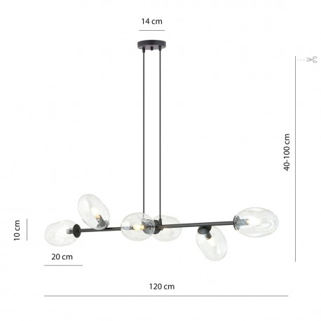 Emibig PANDORA 6 BL TRANSPARENT Lampa wisząca Czarny 1262/6