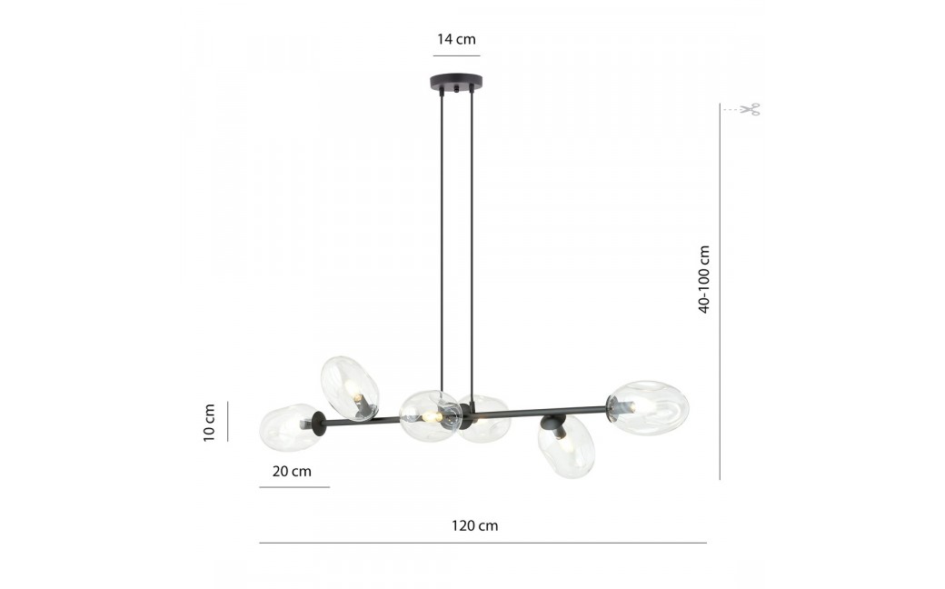 Emibig PANDORA 6 BL TRANSPARENT Lampa wisząca Czarny 1262/6