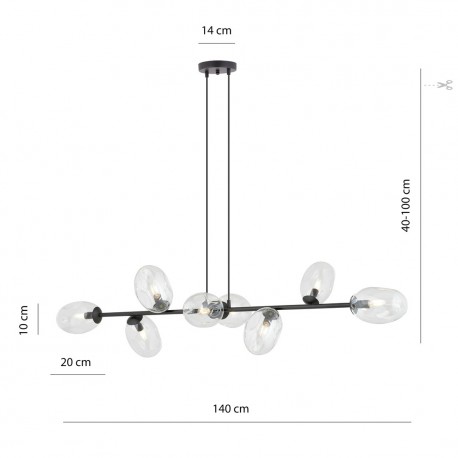 Emibig PANDORA 8 BL TRANSPARENT Lampa wisząca Czarny 1262/8