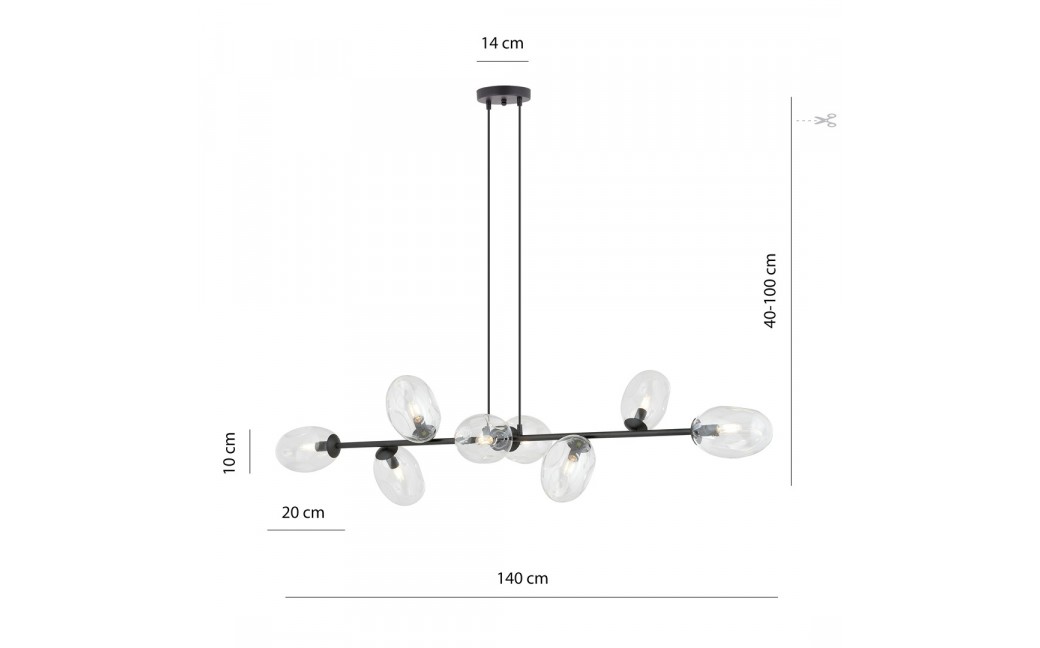 Emibig PANDORA 8 BL TRANSPARENT Lampa wisząca Czarny 1262/8
