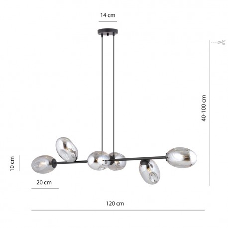 Emibig PANDORA 6 BL GRAFIT Lampa wisząca Czarny 1263/6