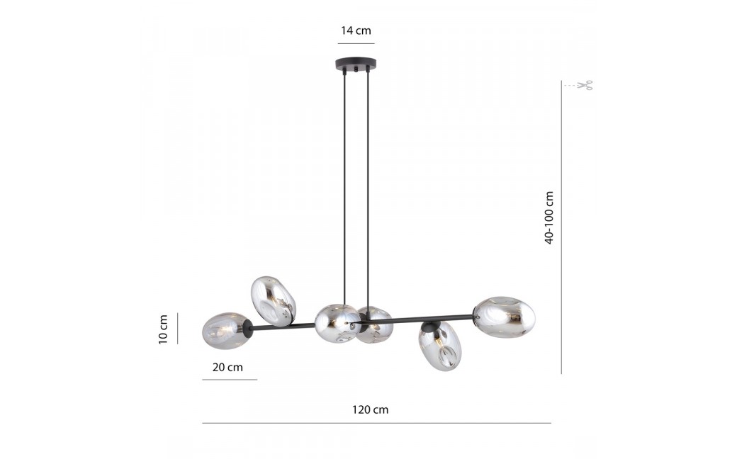 Emibig PANDORA 6 BL GRAFIT Lampa wisząca Czarny 1263/6