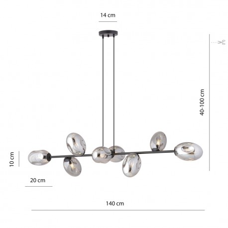 Emibig PANDORA 8 BL GRAFIT Lampa wisząca Czarny 1263/8