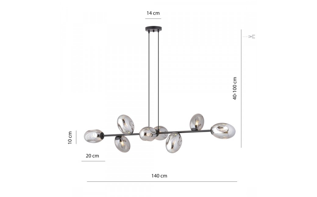Emibig PANDORA 8 BL GRAFIT Lampa wisząca Czarny 1263/8