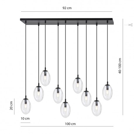 Emibig ASTRAL 9 BL TRANSPARENT Lampa wisząca Czarny 1265/9