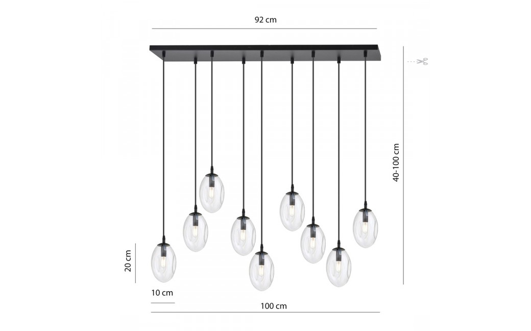 Emibig ASTRAL 9 BL TRANSPARENT Lampa wisząca Czarny 1265/9