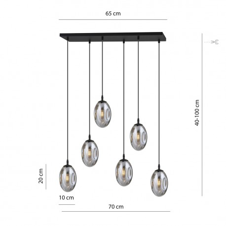 Emibig ASTRAL 6 BL GRAFIT Lampa wisząca Czarny 1266/6