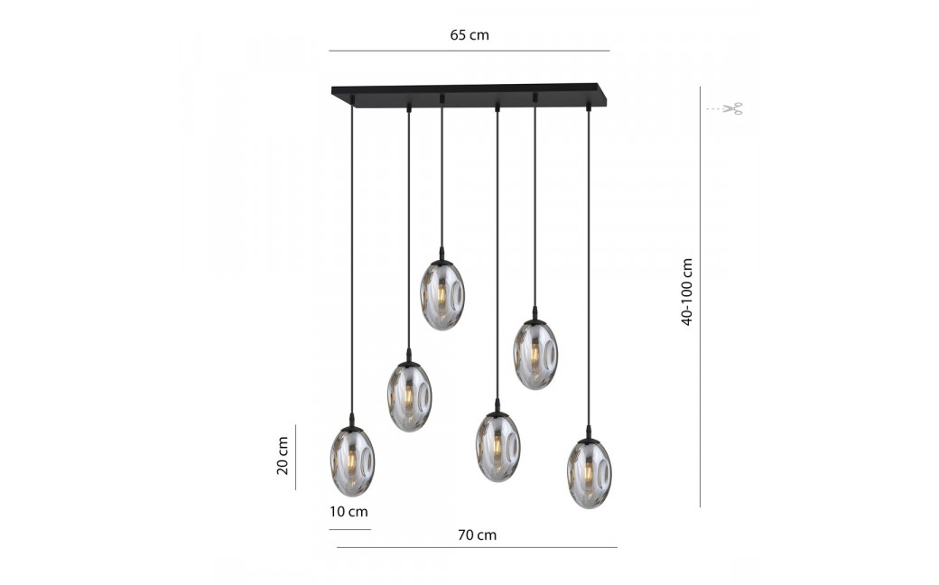 Emibig ASTRAL 6 BL GRAFIT Lampa wisząca Czarny 1266/6