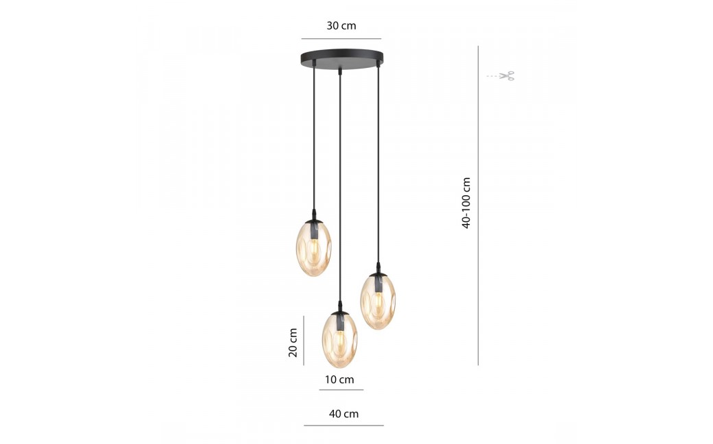 Emibig ASTRAL 3 BL PREMIUM MIODOWY Lampa wisząca Czarny 1267/3PREM