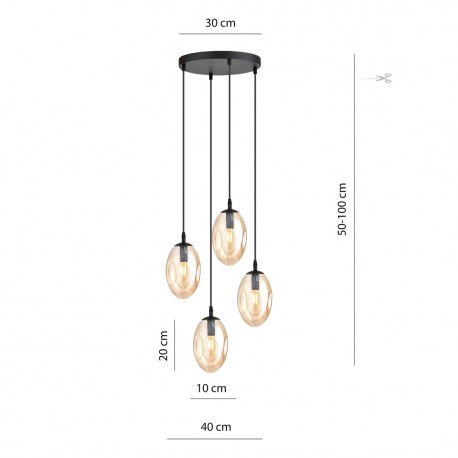 Emibig ASTRAL 4 BL PREMIUM MIODOWY Lampa wisząca Czarny 1267/4PREM
