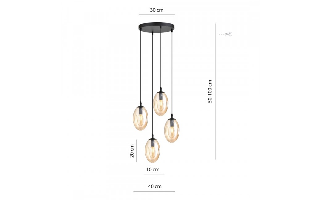 Emibig ASTRAL 4 BL PREMIUM MIODOWY Lampa wisząca Czarny 1267/4PREM