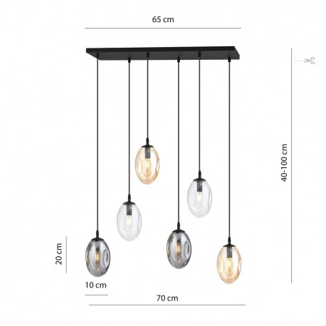 Emibig ASTRAL 6 BL MIX Lampa sufitowa Czarny 1268/6M1