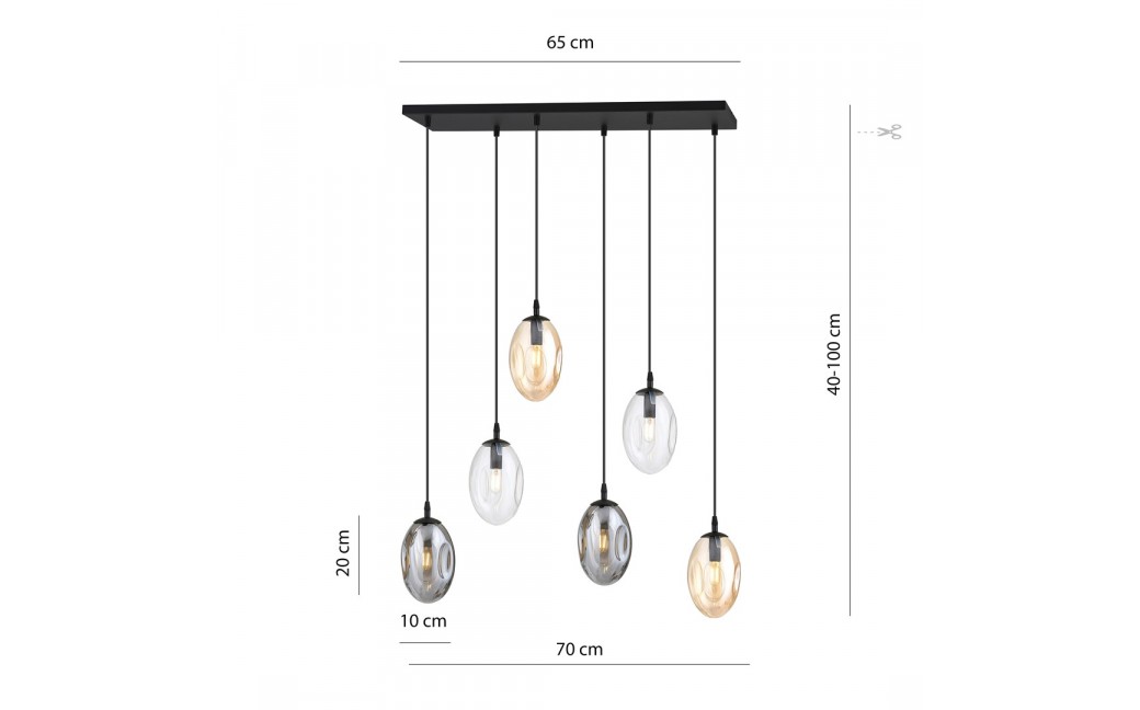 Emibig ASTRAL 6 BL MIX Lampa sufitowa Czarny 1268/6M1