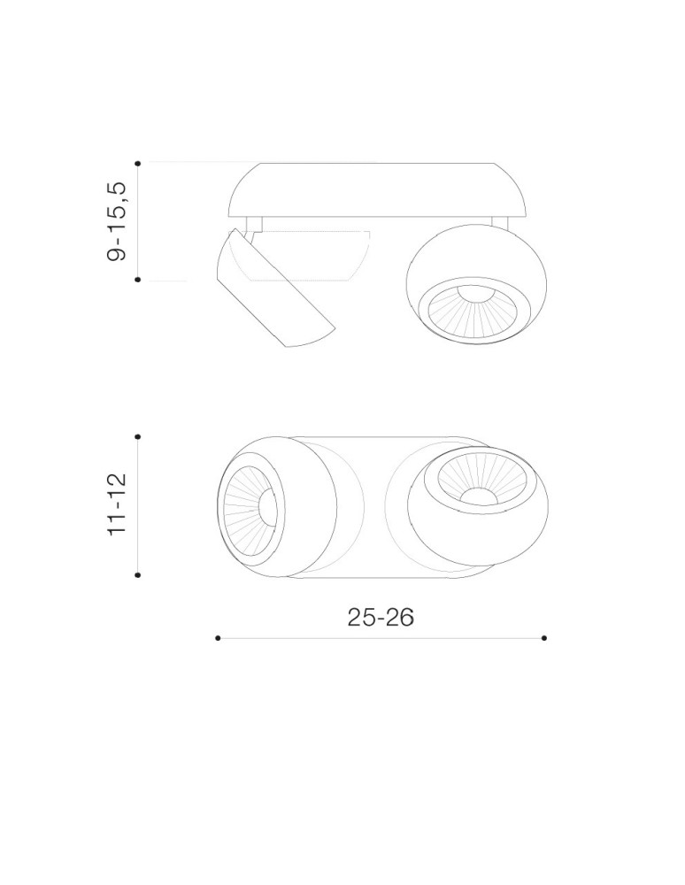 LED headlights - Azzardo OJOS 2 BK Surface Mounted Lamp Black AZ4199 - product kolory-swiatla.pl 5