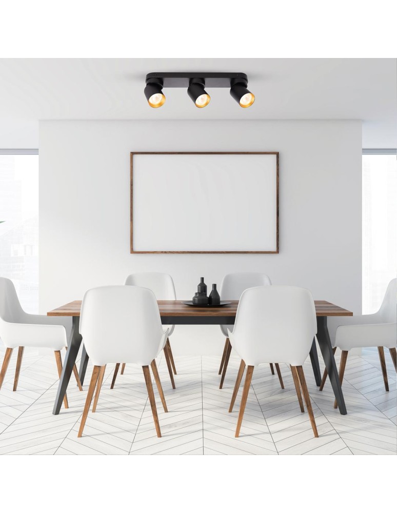 Adjustable ceiling lamps - spots - Milagro Andy Ceiling Lamp 3xGU10 Black + Gold ML9937 - product kolory-swiatla.pl 3