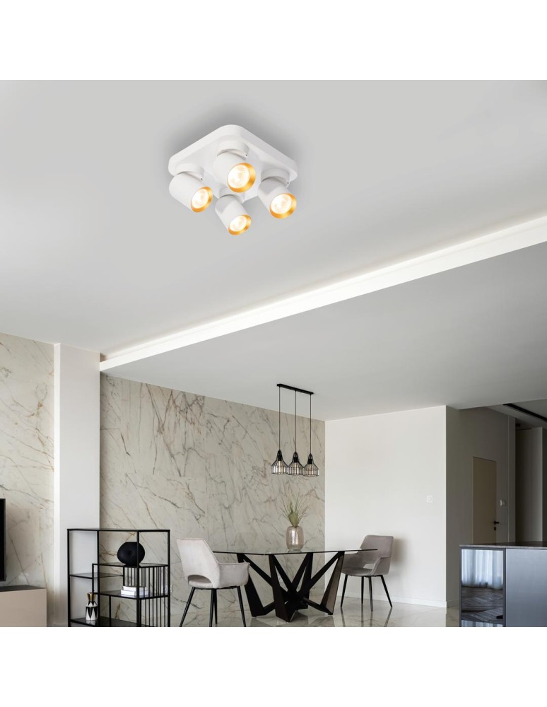 Adjustable ceiling lamps - spots - Milagro Andy Ceiling Lamp 4xGU10 Square White + Gold ML9940 - product kolory-swiatla.pl 3