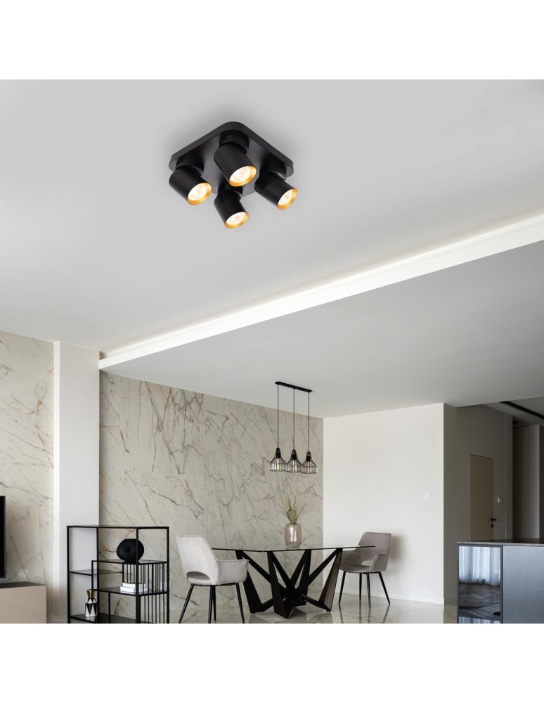 Adjustable ceiling lamps - spots - Milagro Andy Ceiling Lamp 4xGU10 Square Black + Gold ML9941 - product kolory-swiatla.pl 3